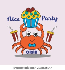 the crab and cake design cartoon vector illustration for print