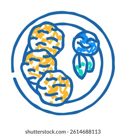crab cake sea cuisine doodle icon sketch vector. crab cake sea cuisine sign. isolated symbol illustration