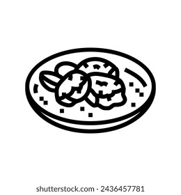 crab cake sea cuisine line icon vector. crab cake sea cuisine sign. isolated contour symbol black illustration