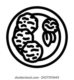 crab cake sea cuisine line icon vector. crab cake sea cuisine sign. isolated contour symbol black illustration