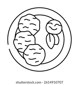 crab cake sea cuisine line icon vector. crab cake sea cuisine sign. isolated contour symbol black illustration