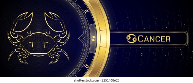 Crab Cancer Zodiac Planetary Star Sign, Symbol Background, Horoscope Astrology and Fortune-Telling, Backdrop Banner Tarot-Reading.