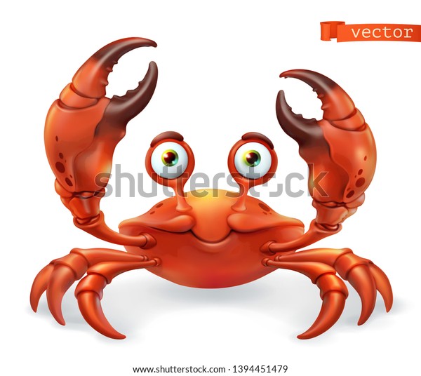 Crab\
cartoon character. Funny animal 3d vector\
icon