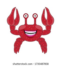 Crab cartoon character isolated on white background. Vector image eps 10