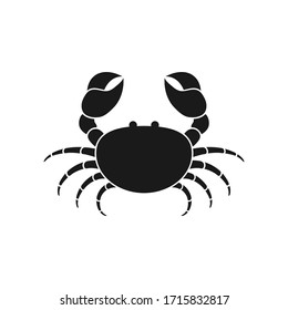 Crab cartoon cut vector illustration isolated on white. Black silhouette animal.