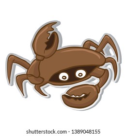 crab cartoon doodle sticker isolated on white