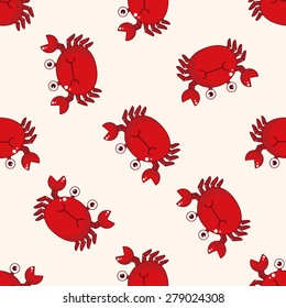 Crab Cartoon , Cartoon Seamless Pattern Background