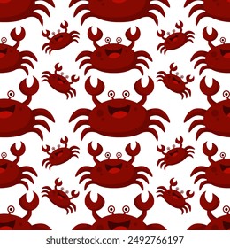 Crab cartoon, Seamless sea pattern with white background vector illustration.sstkbackground 