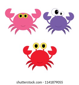 crab cartoon set icon