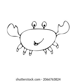 Crab in cartoon style. An isolated item on a white background.