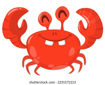 Crab in cartoon style. Sea animal isolated on white background.