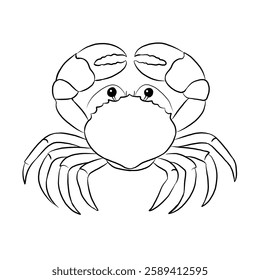 Crab cartoon, vector illustration, crab icon isolated on white background. Line art.