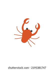 Crab character  with big claws on white.