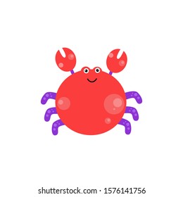 Crab Character Cute Cartoon Funny Happy Vector Template Design Illustration