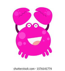 Crab Character Cute Cartoon Funny Happy Vector Template Design Illustration