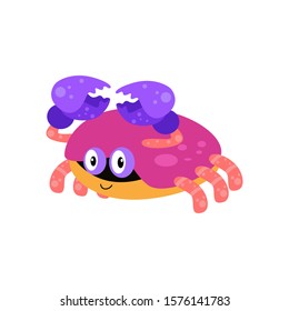 Crab Character Cute Cartoon Funny Happy Vector Template Design Illustration