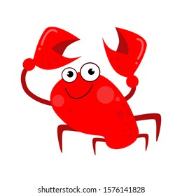 Crab Character Cute Cartoon Funny Happy Vector Template Design Illustration