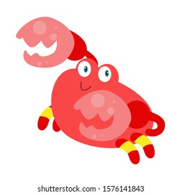 Crab Character Cute Cartoon Funny Happy Vector Template Design Illustration