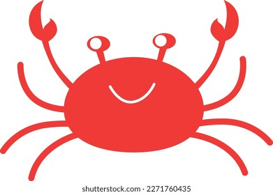 Crab character isolated on white background, funny crab, sea life vector illustration