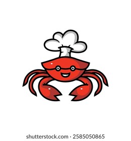 crab character mascot with chef hat