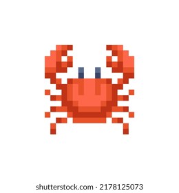 Crab character pixel art icon. Element design for logo, stickers, web, embroidery and mobile app. Isolated vector illustration. 8-bit sprite.