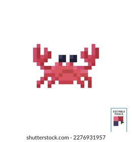 Crab character pixel art icon. Element design for logo, stickers, web, embroidery and mobile app. Isolated vector illustration. 8-bit sprite.