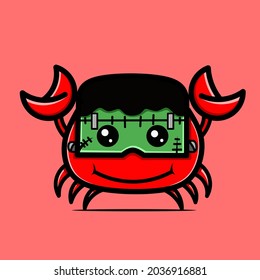 Crab Character Wearing Frankenstein Mask