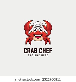 Crab chef character logo, food logo template.