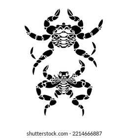 Crab Chinese Tribal Tattoo Design Vector