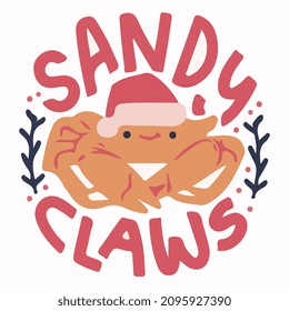 crab christmas badge flat vector