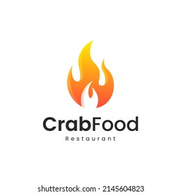 crab claw with fire gradient colorful logo, sea food modern logo