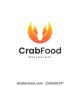 logotipo colorido gradiente de garra de cangrejo, logotipo moderno de mariscos