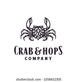 Crab Claw Hops Vintage Beer Brewing Brewery logo design inspiration