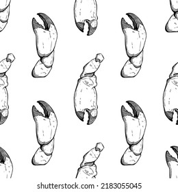 crab claw seamless pattern with hand drawing or sketchy style