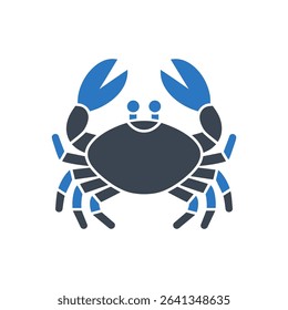 Crab with claws Icon Isolated On White Background
