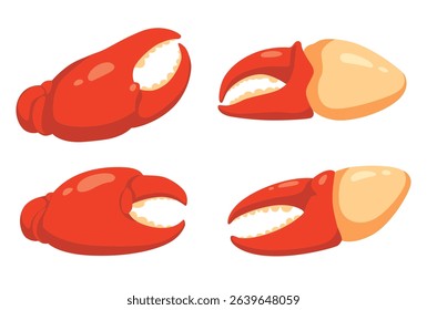  crab claws, crab meat with crab meat isolated on white background. Vector eps 10. perfect for wallpaper or design elements

