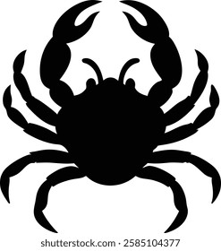 Crab with claws raised silhouette vector illustration design isolated on white background