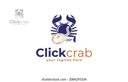 Crab click logo design. vector