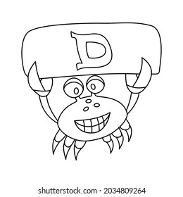 crab coloring book with alphabet letters. crab and d.