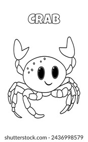 Crab Coloring Book For Children Is A Page Of Coloring For Preschoolers About The Sea World