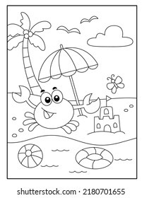 Crab coloring pages for kids