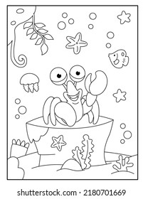 Crab coloring pages for kids