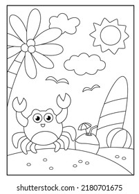 Crab Coloring Pages Kids Stock Vector (Royalty Free) 2180701675 ...