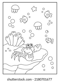 Crab coloring pages for kids