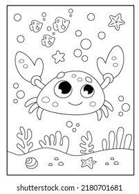 Crab coloring pages for kids