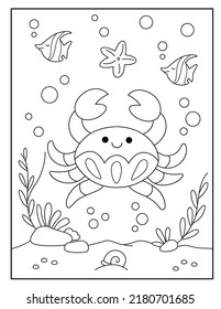 Crab coloring pages for kids