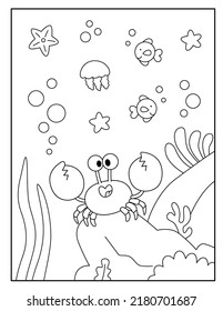 Crab coloring pages for kids