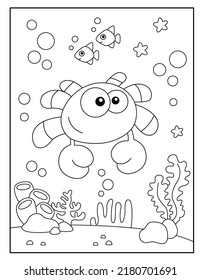 Crab coloring pages for kids