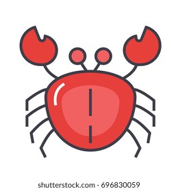 Crab concept. Line vector icon. Editable stroke. Flat linear illustration isolated on white background