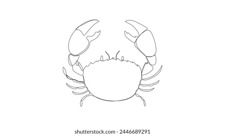 Crab in continuous one line art style. Aquatic logo concept. Simple vector illustration